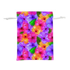 Watercolor Flowers  Multi-colored Bright Flowers Lightweight Drawstring Pouch (m) by SychEva