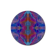 Flowing Duo  Rubber Round Coaster (4 Pack)  by kaleidomarblingart