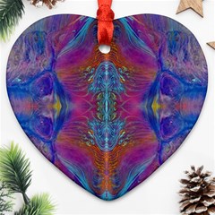 Flowing Duo  Heart Ornament (two Sides) by kaleidomarblingart