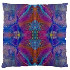 Flowing Duo  Large Cushion Case (two Sides) by kaleidomarblingart