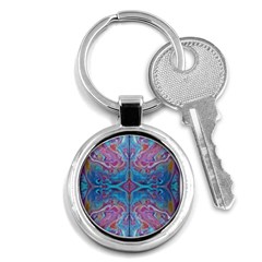 Marbling Turquoise Marbling Key Chain (round) by kaleidomarblingart