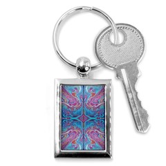 Marbling Turquoise Marbling Key Chain (rectangle) by kaleidomarblingart