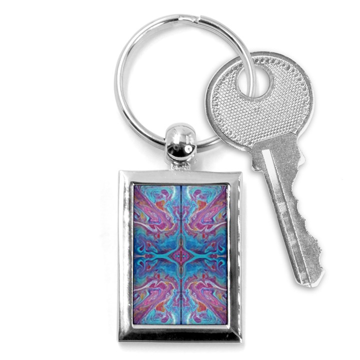 Marbling Turquoise Marbling Key Chain (Rectangle)