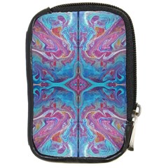 Marbling Turquoise Marbling Compact Camera Leather Case by kaleidomarblingart