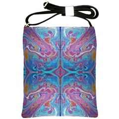 Marbling Turquoise Marbling Shoulder Sling Bag by kaleidomarblingart