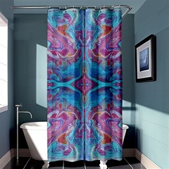 Marbling Turquoise Marbling Shower Curtain 36  X 72  (stall)  by kaleidomarblingart