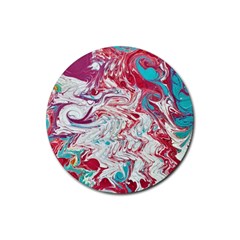 Marbling Patterns Rubber Round Coaster (4 Pack)  by kaleidomarblingart