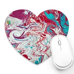 Marbling Patterns Heart Mousepads by kaleidomarblingart