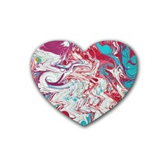 Marbling Patterns Heart Coaster (4 Pack)  by kaleidomarblingart