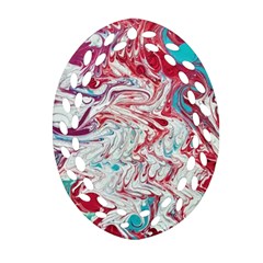 Marbling Patterns Oval Filigree Ornament (two Sides) by kaleidomarblingart