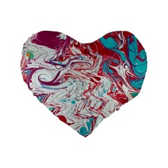 Marbling Patterns Standard 16  Premium Flano Heart Shape Cushions by kaleidomarblingart