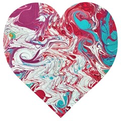 Marbling Patterns Wooden Puzzle Heart by kaleidomarblingart