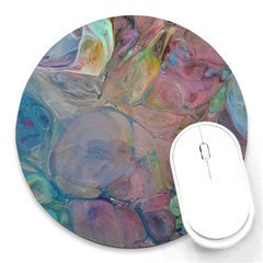 Marbled Pebbles Round Mousepads by kaleidomarblingart