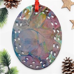 Marbled Pebbles Oval Filigree Ornament (two Sides) by kaleidomarblingart