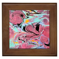 Abstract Marble Framed Tile by kaleidomarblingart