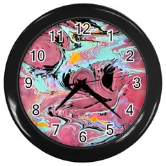 Abstract Marble Wall Clock (black) by kaleidomarblingart