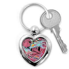 Abstract Marble Key Chain (heart) by kaleidomarblingart