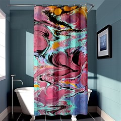 Abstract Marble Shower Curtain 36  X 72  (stall)  by kaleidomarblingart