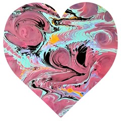 Abstract Marble Wooden Puzzle Heart by kaleidomarblingart