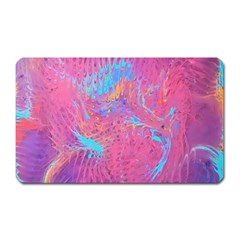 Magenta On Blue Feathers Magnet (rectangular) by kaleidomarblingart