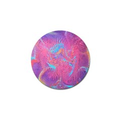 Magenta On Blue Feathers Golf Ball Marker (4 Pack) by kaleidomarblingart