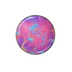 Magenta On Blue Feathers Hat Clip Ball Marker (4 Pack) by kaleidomarblingart