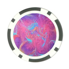 Magenta On Blue Feathers Poker Chip Card Guard by kaleidomarblingart