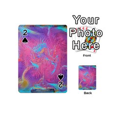 Magenta On Blue Feathers Playing Cards 54 Designs (mini) by kaleidomarblingart