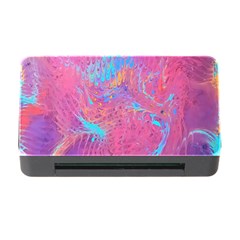 Magenta On Blue Feathers Memory Card Reader With Cf by kaleidomarblingart