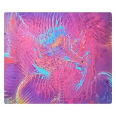 Magenta On Blue Feathers Double Sided Flano Blanket (small)  by kaleidomarblingart