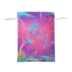 Magenta On Blue Feathers Lightweight Drawstring Pouch (l) by kaleidomarblingart