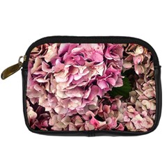 Pink Hydrangea Digital Camera Leather Case by kaleidomarblingart