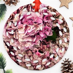 Pink Hydrangea Ornament (round Filigree) by kaleidomarblingart