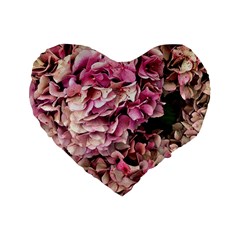 Pink Hydrangea Standard 16  Premium Heart Shape Cushions by kaleidomarblingart