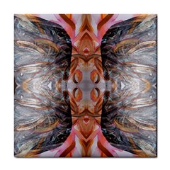 Abstract Marbling Symmetry Tile Coaster by kaleidomarblingart