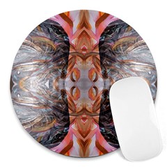 Abstract Marbling Symmetry Round Mousepads by kaleidomarblingart