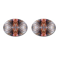 Abstract marbling symmetry Cufflinks (Oval)