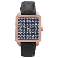 Modern Ornate Striped Pattern Rose Gold Leather Watch  by dflcprintsclothing