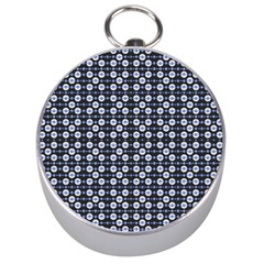 Modern Ornate Striped Pattern Silver Compasses