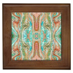 Emerald Marbling Framed Tile by kaleidomarblingart