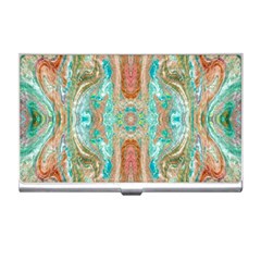 Emerald Marbling Business Card Holder by kaleidomarblingart