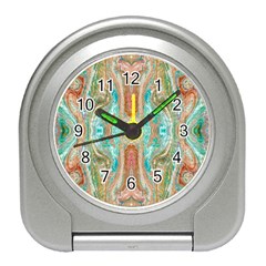 Emerald Marbling Travel Alarm Clock by kaleidomarblingart