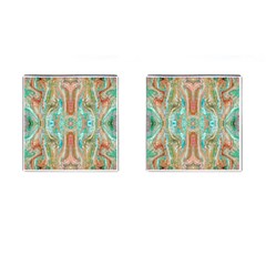 Emerald Marbling Cufflinks (square) by kaleidomarblingart