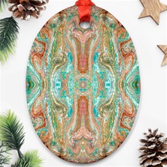 Emerald Marbling Oval Ornament (two Sides) by kaleidomarblingart