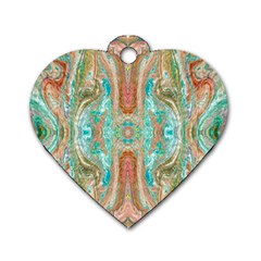 Emerald Marbling Dog Tag Heart (one Side) by kaleidomarblingart