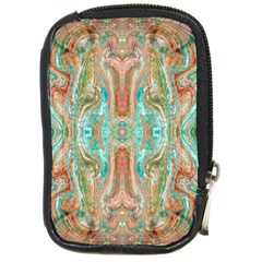 Emerald Marbling Compact Camera Leather Case by kaleidomarblingart