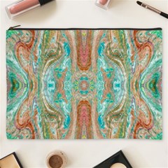 Emerald Marbling Cosmetic Bag (xxxl) by kaleidomarblingart