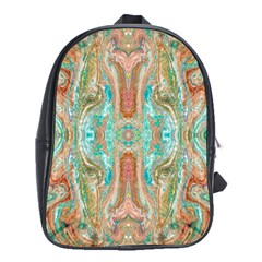 Emerald Marbling School Bag (xl) by kaleidomarblingart