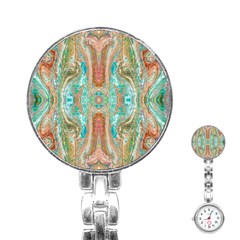 Emerald Marbling Stainless Steel Nurses Watch by kaleidomarblingart