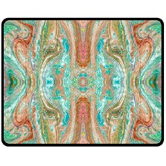 Emerald Marbling Double Sided Fleece Blanket (medium)  by kaleidomarblingart